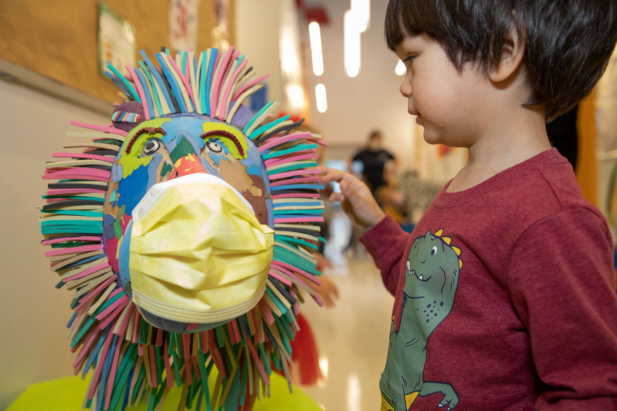 boy animal sculpture
