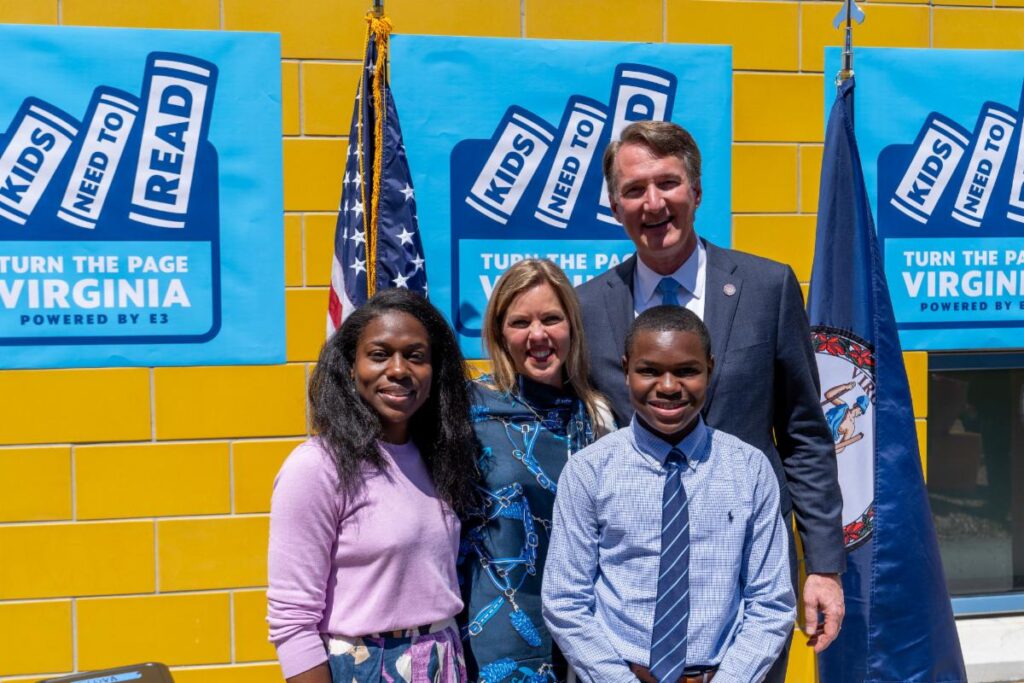 Governor Glenn Youngkin and First Lady Suzanne S. Youngkin donate with E3 family at The New E3 School